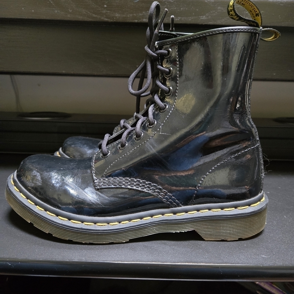 Dr. Martens 1460 Originals Black Eight-Eye Lace-Up Patent Leather Boots - Picture 4 of 9